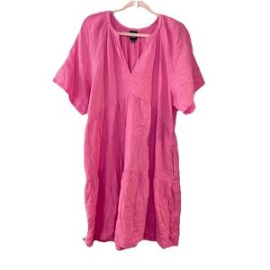 GAP Womens Vibrant Pink Mini Dress with Pockets V-Neck Barbie Vacation Resort XL